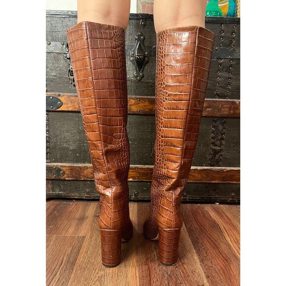 PARIS TEXAS Knee-High Croc-Embossed Leather Boots 37 - Picture 5 of 9